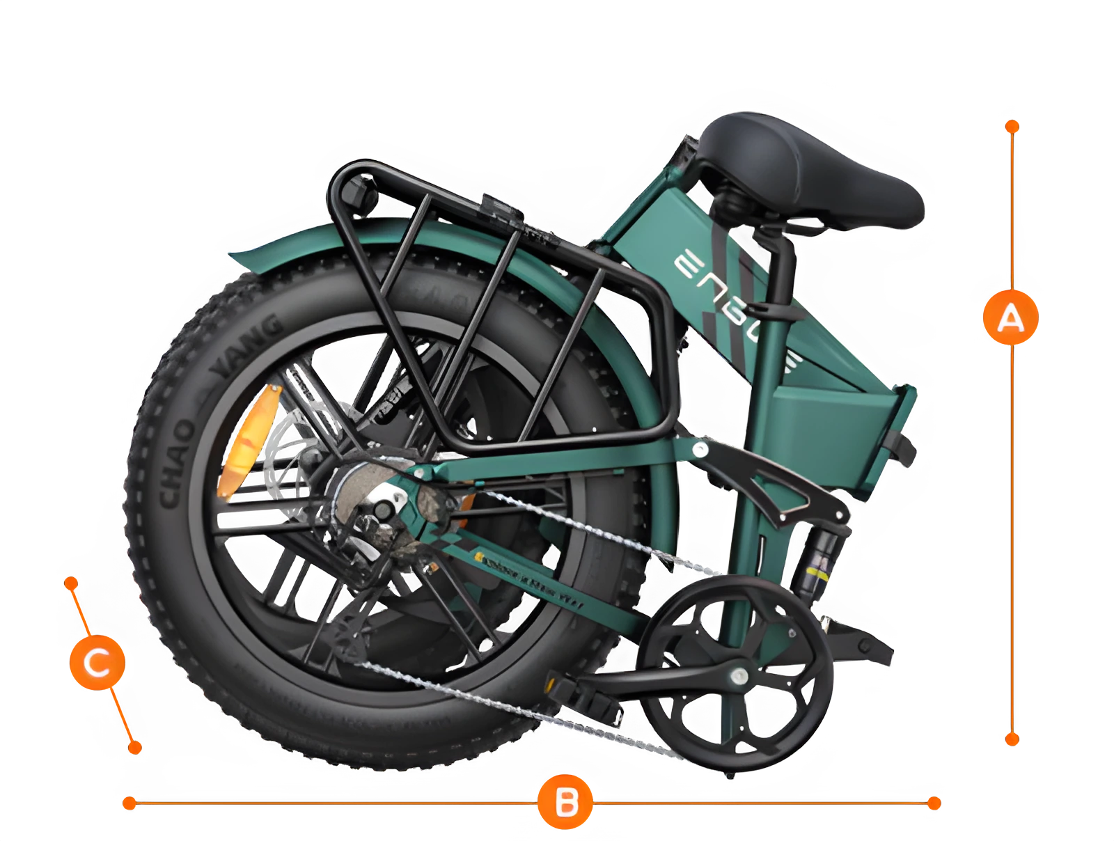 Maßzeichnung des zusammengeklappten Engine Pro 2.0